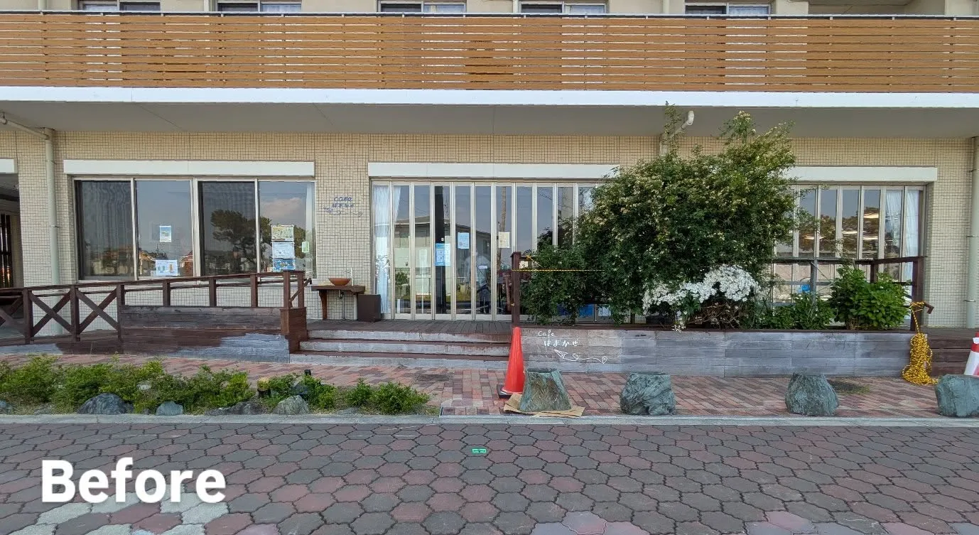 手描きのアートでカフェの外観がここまで変わりました。